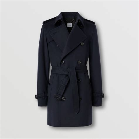 navy and green burberry coat mens|Short Wool Cashmere Wimbledon Trench Coat in Midnight navy.